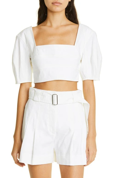 A.l.c Gianna Puff-sleeve Crop Top In White