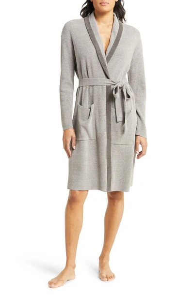 Barefoot Dreams Tipped Ribbed Robe In Dove Grey Mineral
