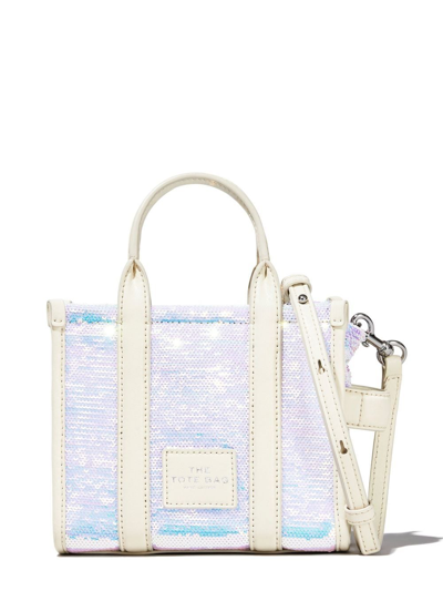 Marc Jacobs The Sequin Micro Tote Bag In Iridiescent/silver