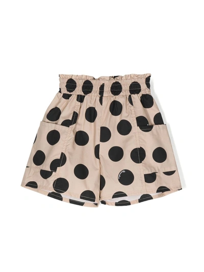 Monnalisa Kids' Polka-dot Print Shorts In Beige/nero