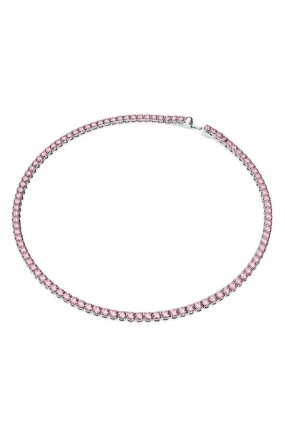 Swarovski Matrix Round Cut Crystal Tennis Necklace, 16 In Pink