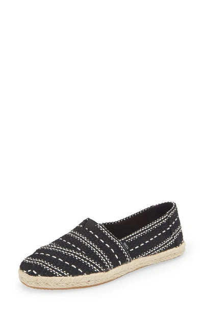 Toms Womens Black Chunky Global Woven Rope Alpargata In Black Black