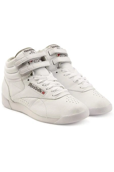 Reebok Freestyle Hi Leather Sneakers In White | ModeSens