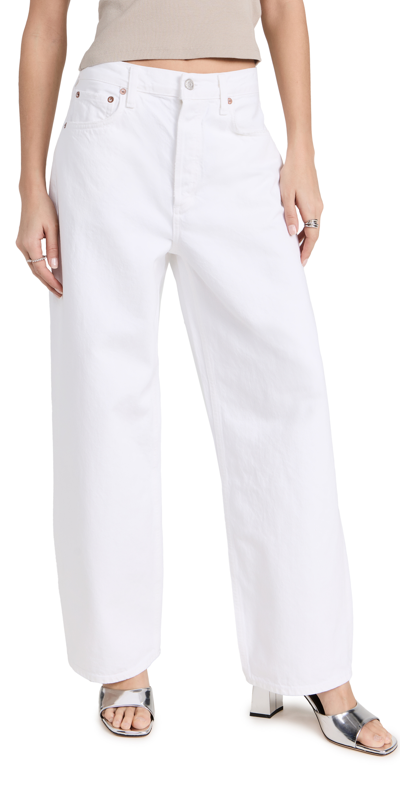 Agolde Low Rise Baggy Organic-denim Jeans In Milkshake (white)