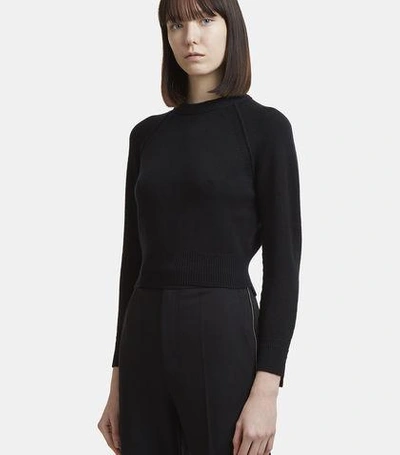 Helmut Lang Cropped Cashmere Crew Neck Sweater In Black