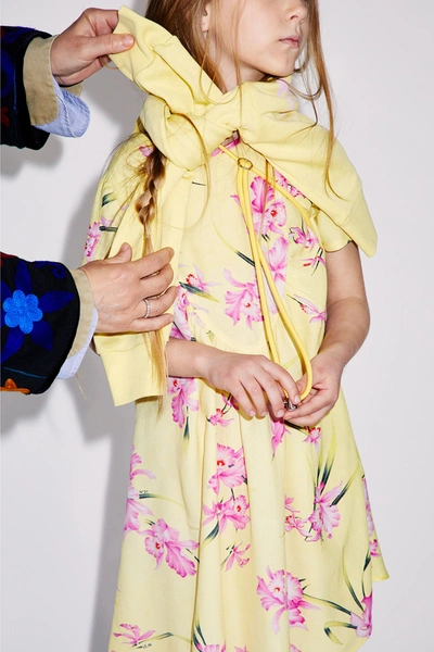 N°21 Kids' Floral-print Short-sleeve Dress In Yellow