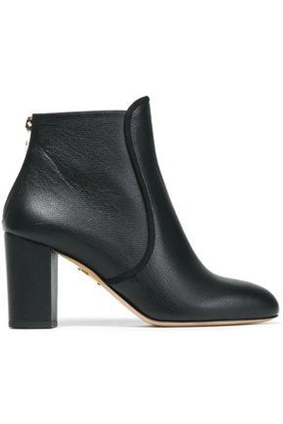 Charlotte Olympia Textured-leather Ankle Boots In Black