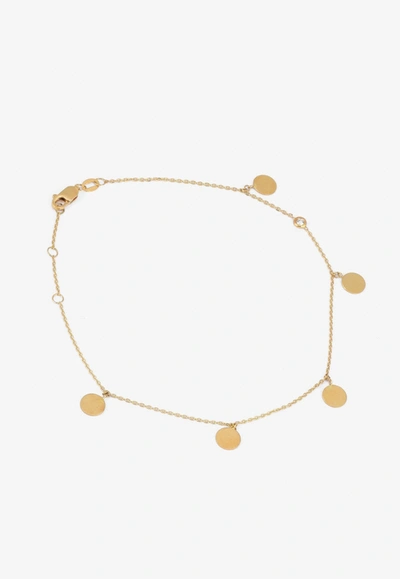 Gemmed Dangling Disks Anklet In 18-karat Yellow Gold