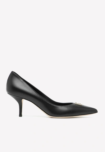 Dolce & Gabbana Dg 60 Pointed Toe Pumps In Leather In Black
