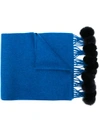 N•peal N.peal Fur-bobble Knitted Scarf - Blue