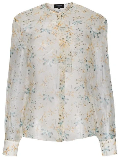 Rochas Printed Silk Blouse In Neutrals