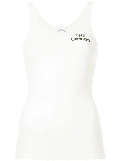 The Upside Focus Logo-embroidered Cotton Tank Top In White