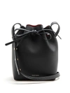 Mansur Gavriel Red-lined Mini Leather Bucket Bag In Black Red