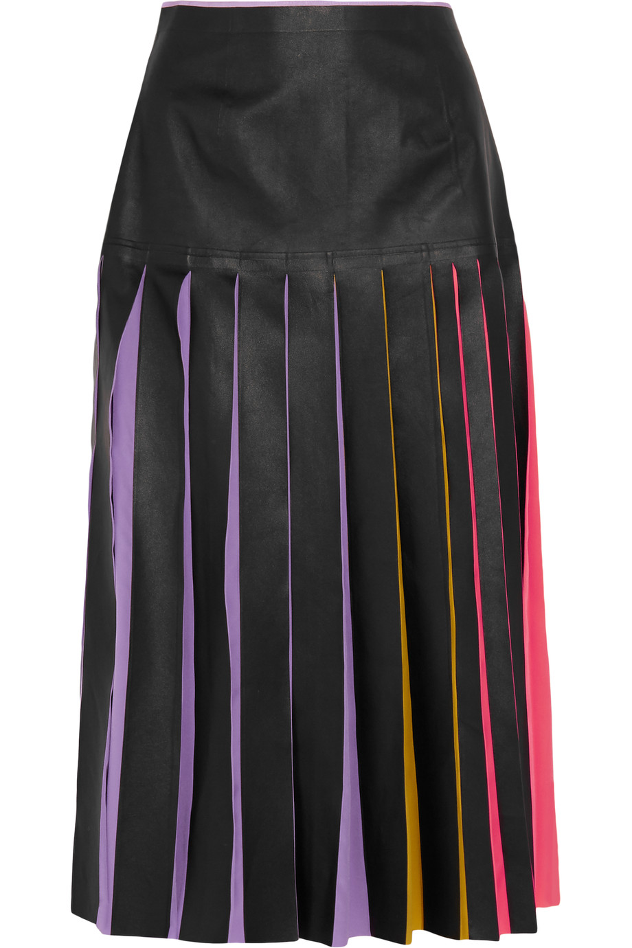 Roksanda Lamley Pleated Leather And Silk Crepe De Chine Skirt | ModeSens