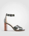 Ann Taylor Liya Leather Block Heel Sandals In Olive Khaki