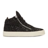 Giuseppe Zanotti Black Glitter May London High-top Sneakers In Blytter Ner