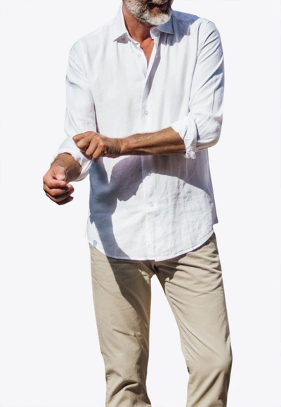 Les Canebiers Divin Button-up Shirt In Linen In White