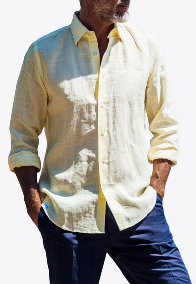Les Canebiers Divin Button-up Shirt In Linen In Yellow