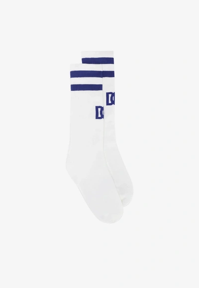 Dolce & Gabbana Dg Socks With Signature Logo In White