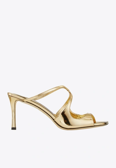 Jimmy Choo Anise 75 Metallic Leather Mules In Gold
