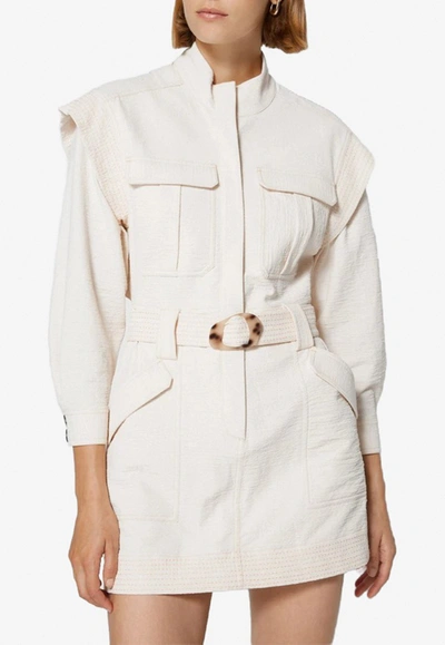 Jonathan Simkhai Daniella Utility Mini Dress In Beige