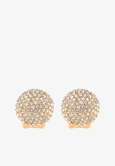 Versace Crystal-embellished Medusa Earrings In Gold