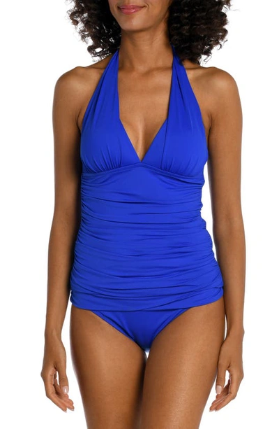 La Blanca Island Goddess Halter Tankini Top In Sapphire