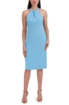 Julia Jordan Twist Neck Sheath Dress In Blue