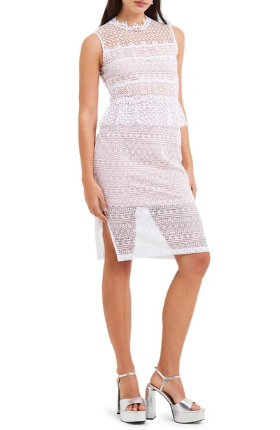 French Connection Ramona Lace Jersey Body-con Dress In White