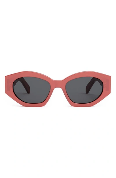 Celine Triomphe 55mm Cat Eye Sunglasses In Red