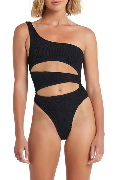 Bound By Bond-eye Rico Cutout One-shoulder One-piece Swimsuit In Black Eco