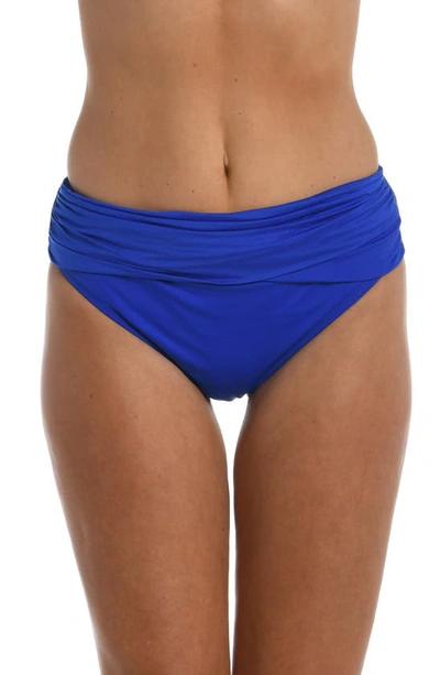 La Blanca Island Goddess Overlap Bikini Bottoms In Sapphire