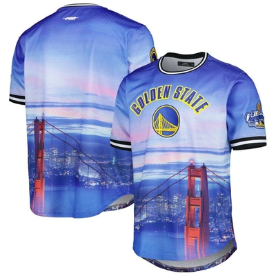 Pro Standard Golden State Warriors Cityscape Stacked Logo T-shirt In Blue,pink