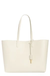 Saint Laurent Shopping Leather Tote In White