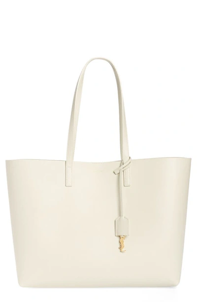 Saint Laurent Shopping Leather Tote In White