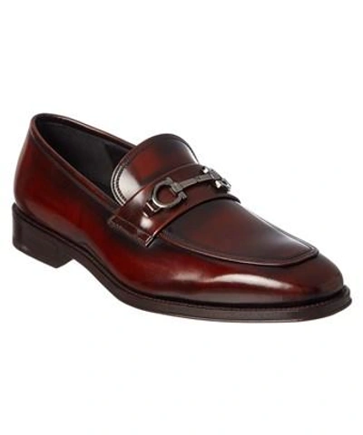 Ferragamo Leather Loafer In Red