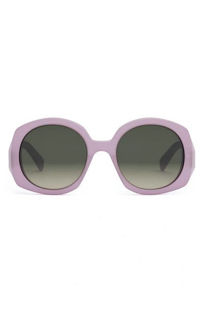 Celine Women's Bold 3 Dots 53mm Round Sunglasses In Shiny Lilac / Gradient Brown