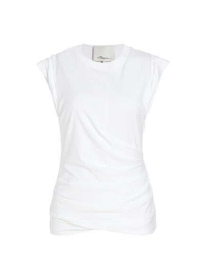 3.1 Phillip Lim / フィリップ リム Draped-detail Cotton Tank Top In White