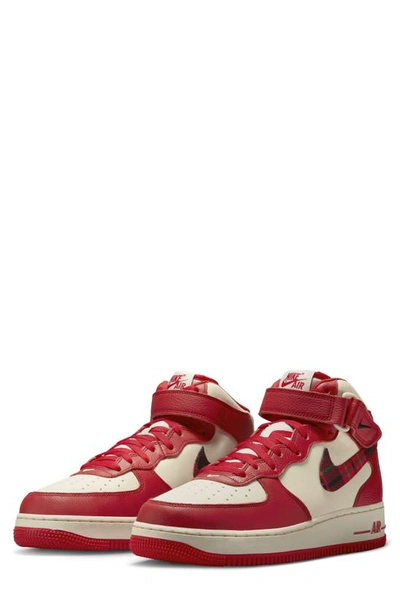Nike Air Force 1 Mid '07 Dv0792-101 Men's Red Pale Ivory Basketball Shoes Yum72 In Brown
