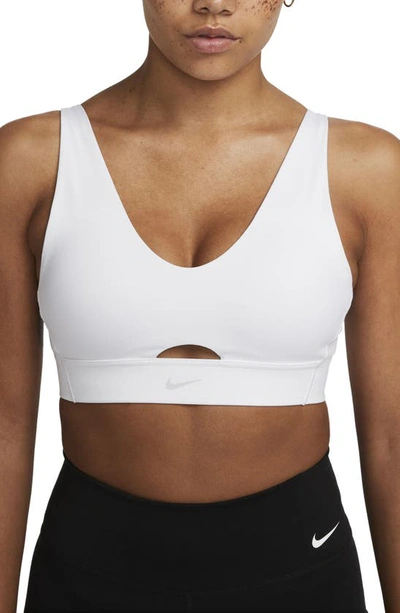 Nike Dri-fit Indy Padded Strappy Cutout Medium Support Sports Bra In White
