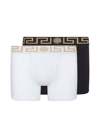 Versace Pack Of Two Boxer Shorts With Greek Motif In Multicolour