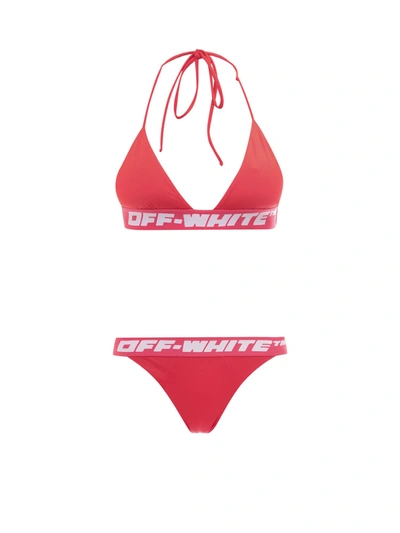 Off-white Logo Band Bikini Set In Red