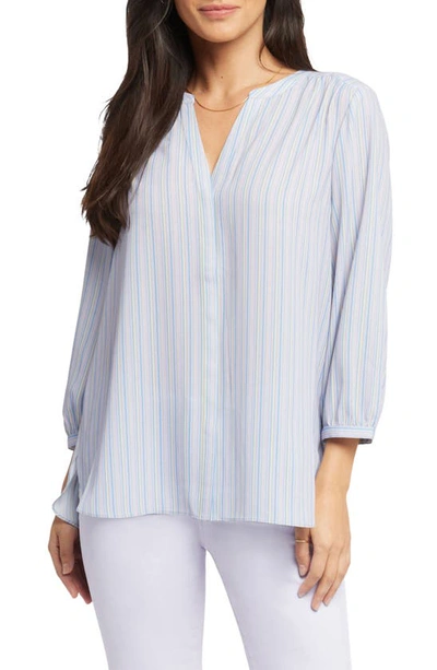 Nydj High-low Crepe Blouse In Skylar Stripe