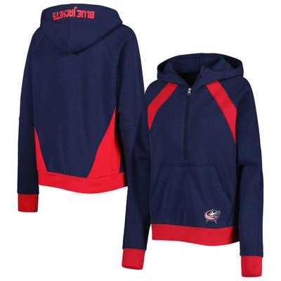 Starter Navy Columbus Blue Jackets Wishbone Half-zip Hoodie