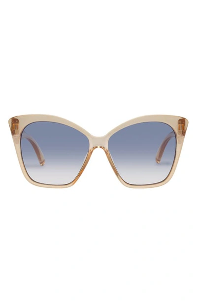 Le Specs Hot Trash 56mm Gradient Cat Eye Sunglasses In Beige / Blue Grad