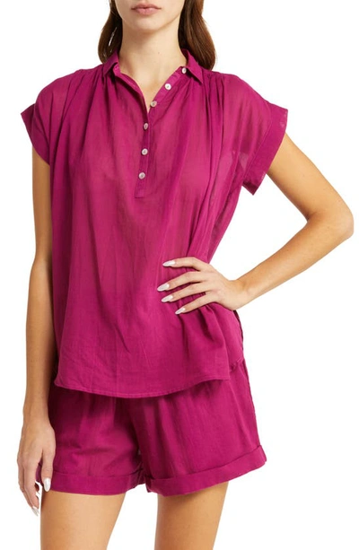 Papinelle Emma Organic Cotton Short Pajamas In Dark Raspberry