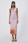 Jonathan Simkhai Havana Marble Print Midi Dress In Coral Marble Print