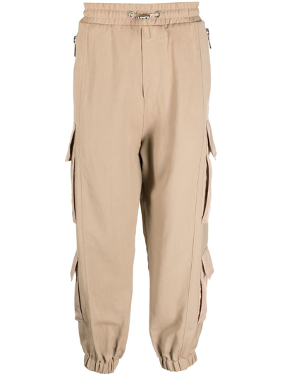 Balmain Silky Pockets Cargo Joggers In Sand