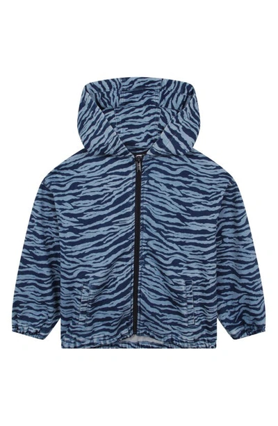 Kenzo Kids' Stripe-pattern Hooded Jacket In Slate Blue