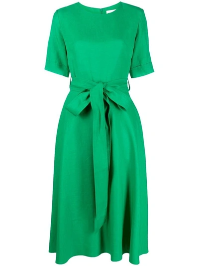 P.a.r.o.s.h Belted Flared Midi Dress In Green